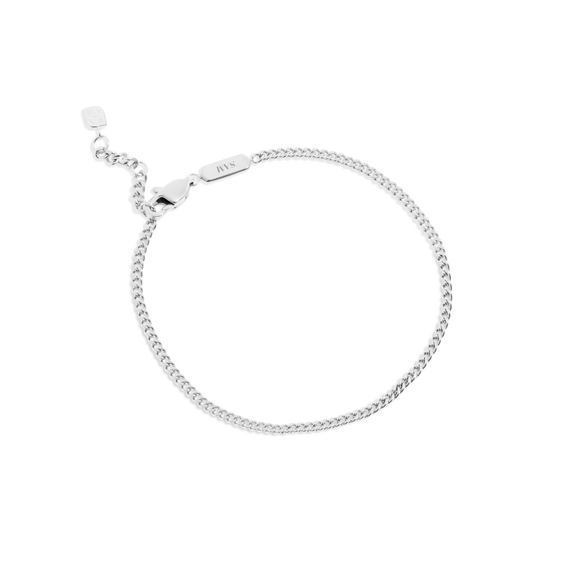 Men's Intersection Curb Chain Engravable Bracelet (Silver)