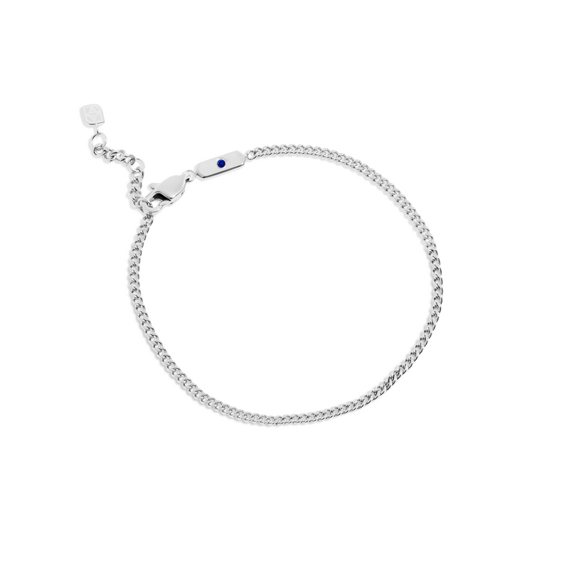Intersection Curb Chain Birthstone Bracelet (Silver)