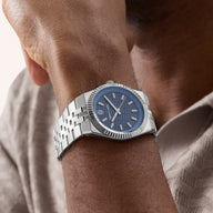 Grosvenor 40 Steel Blue Watch (Silver)