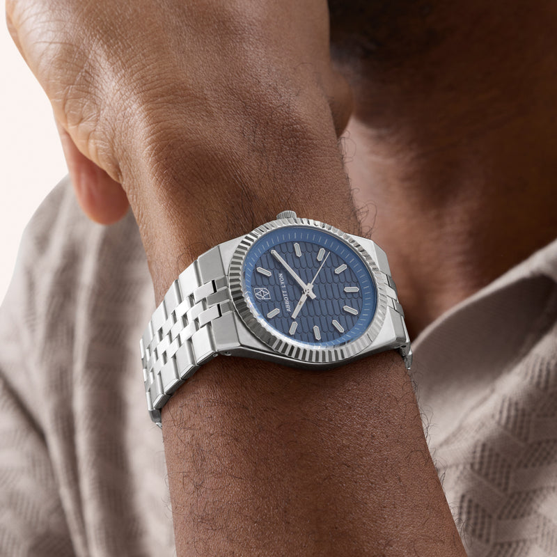 Grosvenor 40 Steel Blue Watch (Silver)