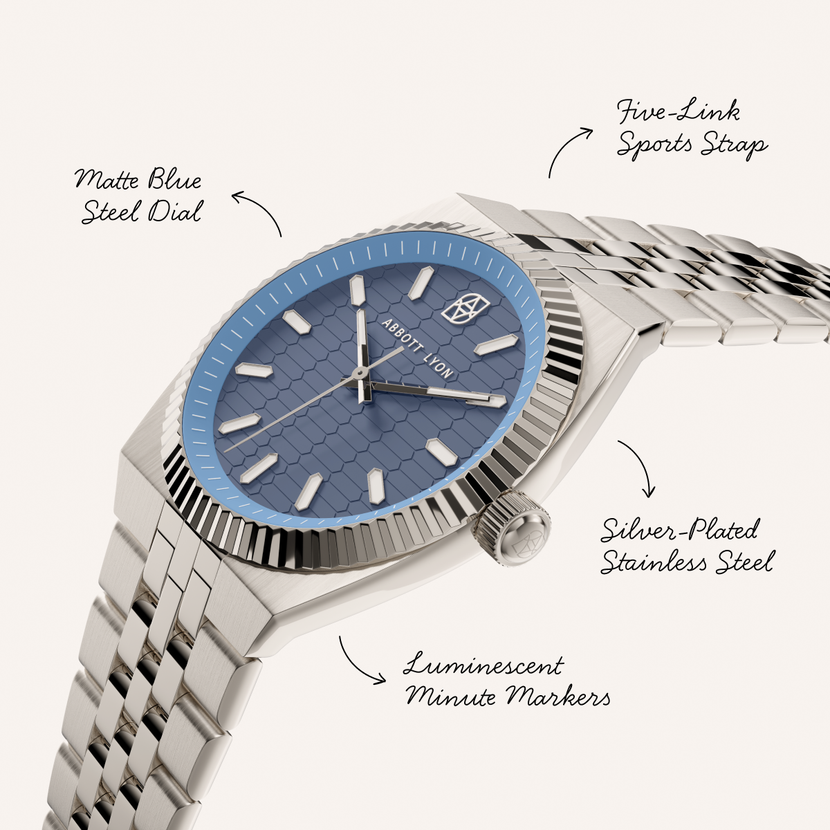 Grosvenor 40 Steel Blue Watch (Silver)