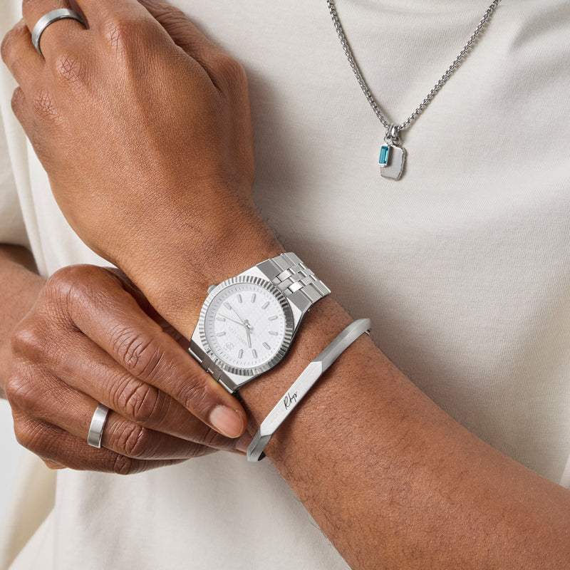 Grosvenor 40 White Watch (Silver)