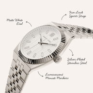 Grosvenor 40 White Watch (Silver)