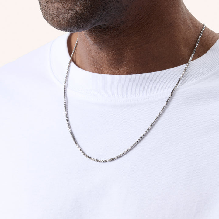 Men's Box Chain Necklace (Silver)