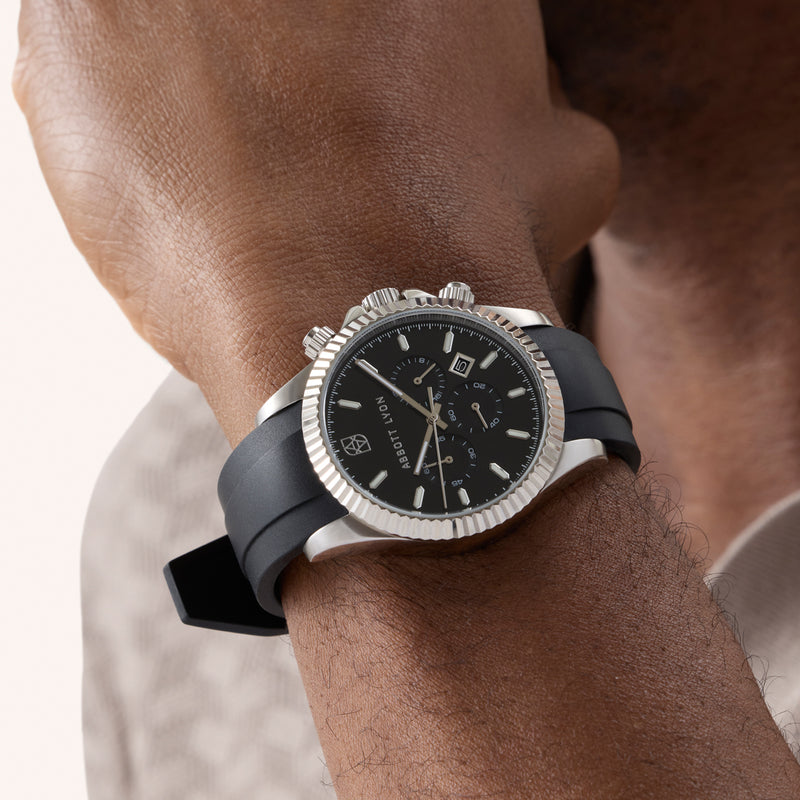 Greenwich Chronograph 40 Silicone Strap Watch (Black)