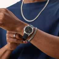 Greenwich Chronograph 40 Silicone Strap Watch (Black)