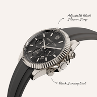 Men's Greenwich Chronograph 40 Silicone Strap Watch (Black)