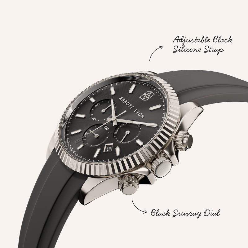 Men's Greenwich Chronograph 40 Silicone Strap Watch (Black)