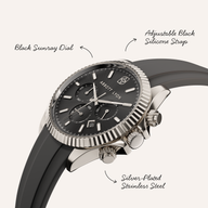 Greenwich Chronograph 40 Silicone Strap Watch (Black)