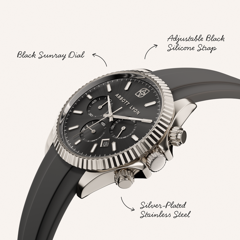 Greenwich Chronograph 40 Silicone Strap Watch (Black)