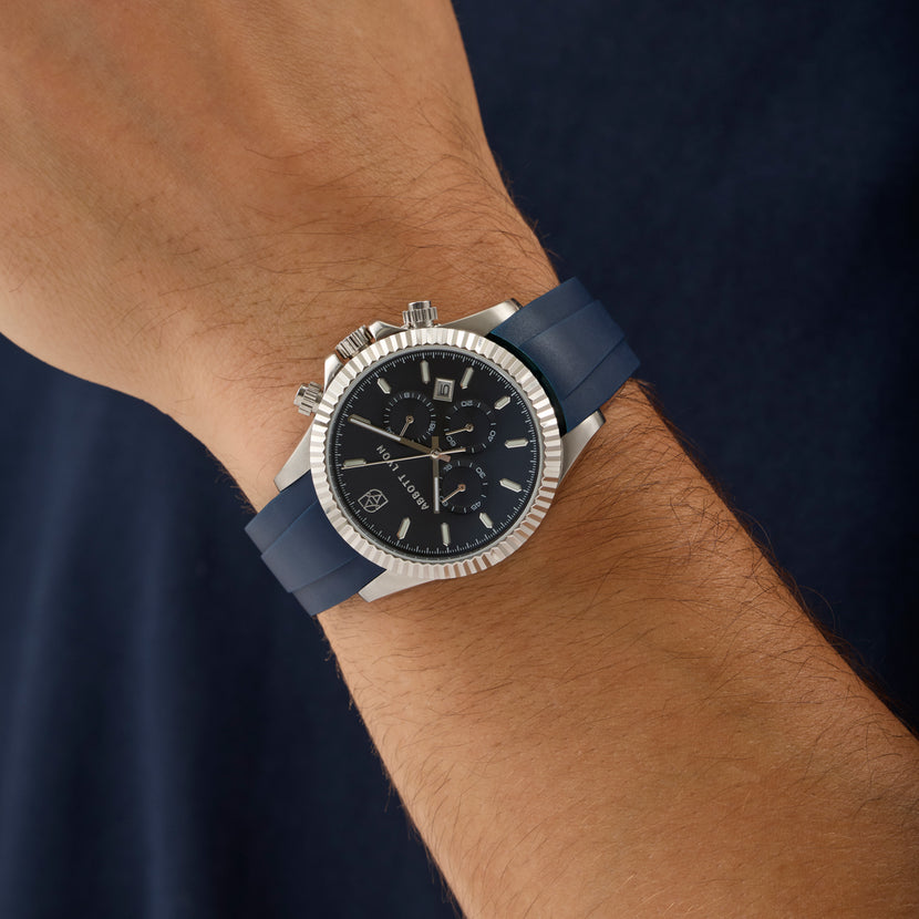 Greenwich Chronograph 40 Silicone Strap Watch (Navy)