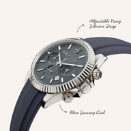 Men's Greenwich Chronograph 40 Silicone Strap Watch (Navy)