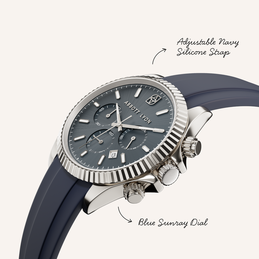 Men's Greenwich Chronograph 40 Silicone Strap Watch (Navy)