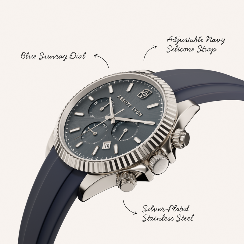 Greenwich Chronograph 40 Silicone Strap Watch (Navy)