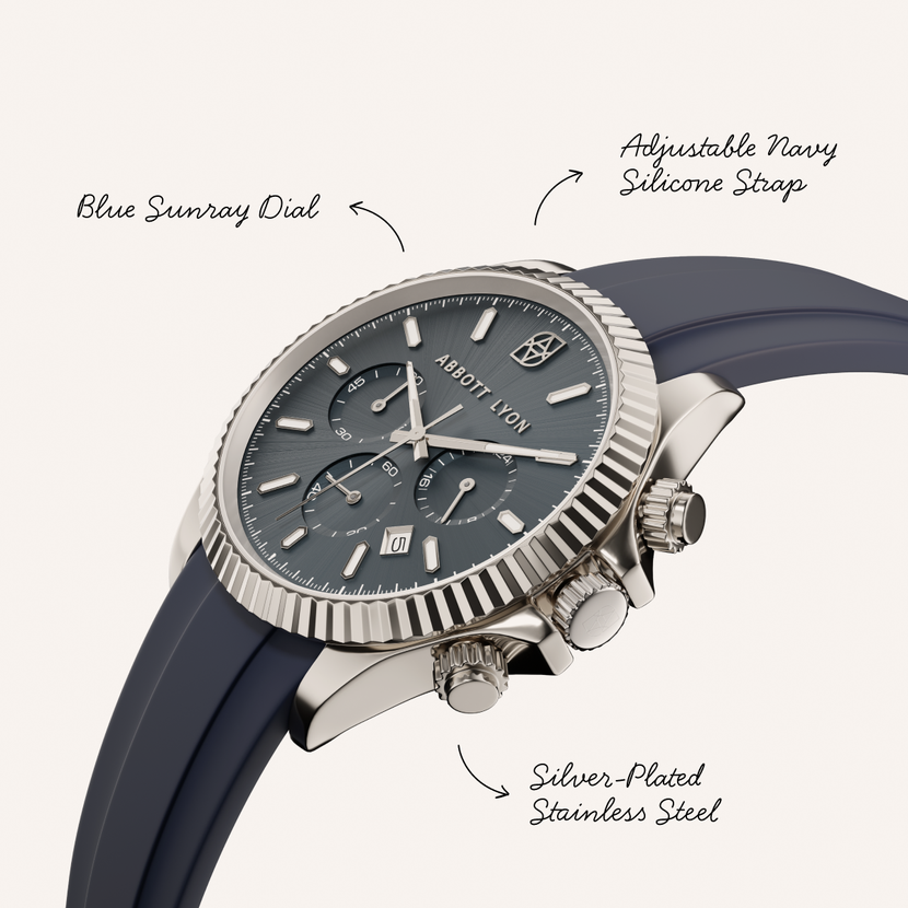 Greenwich Chronograph 40 Silicone Strap Watch (Navy)