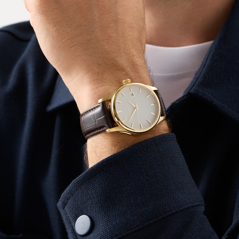 Men's 39mm Mayfair Brown Leather Watch (Gold)