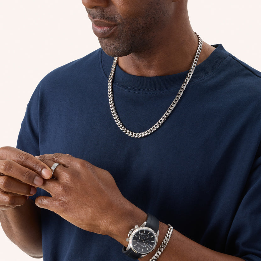 Men's Curb Chain Necklace (Silver)