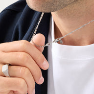 Intersection Figaro Chain Birthstone Necklace (Silver)