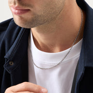 Intersection Figaro Chain Birthstone Necklace (Silver)