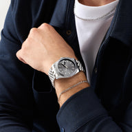 Men's Intersection Figaro Chain Bracelet (Silver)