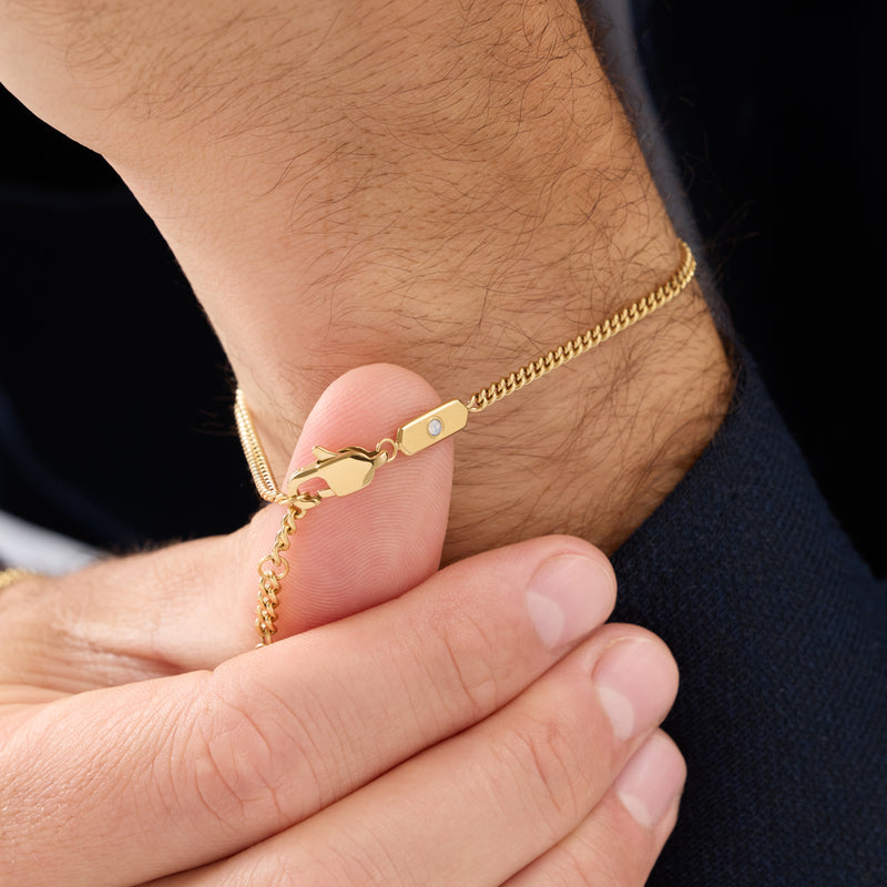 Intersection Curb Chain Birthstone Bracelet (Gold)