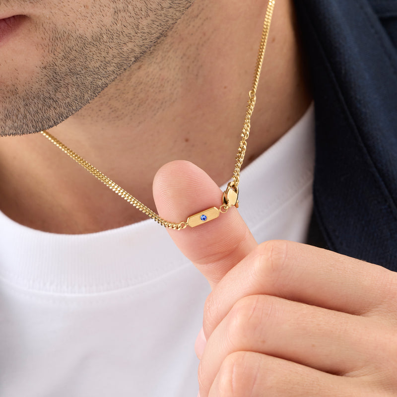 Intersection Curb Chain Birthstone Necklace (Gold)