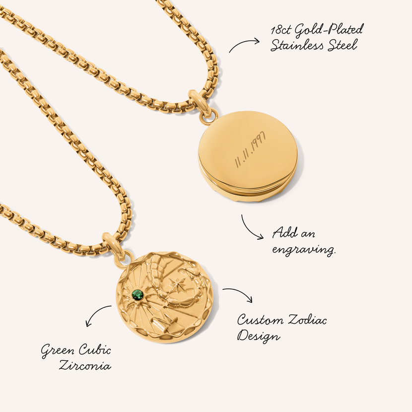 Traditional Zodiac Coin Necklace (Gold)