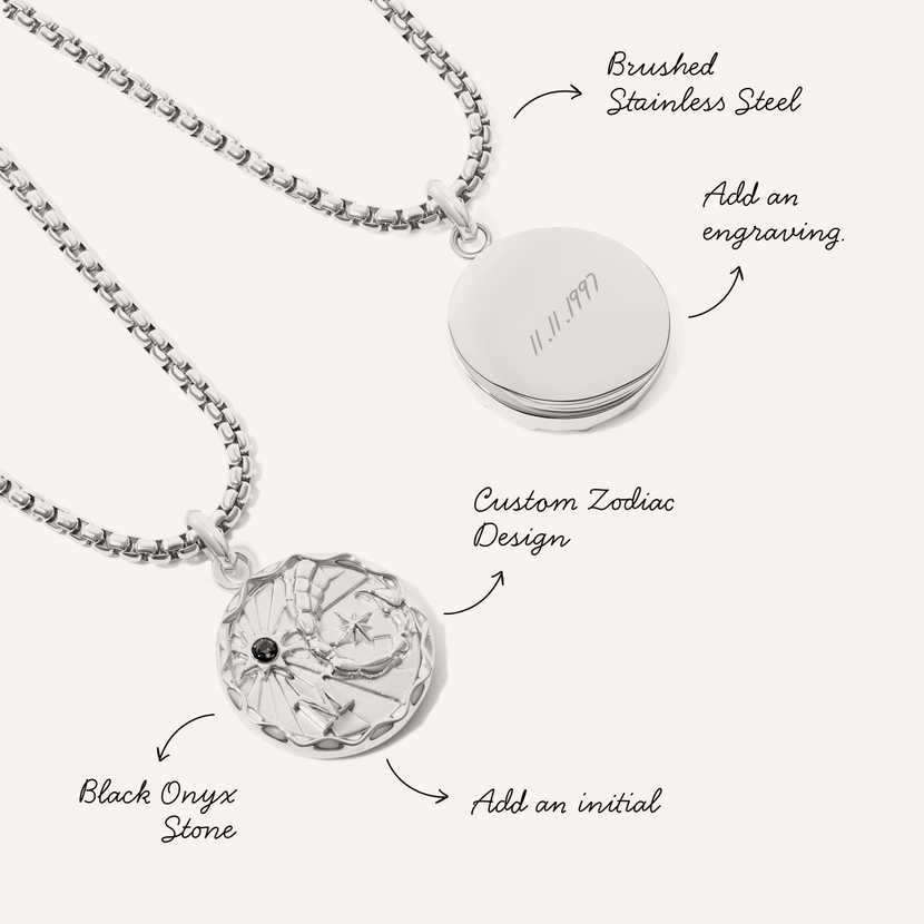 Traditional Zodiac Coin Necklace (Silver)