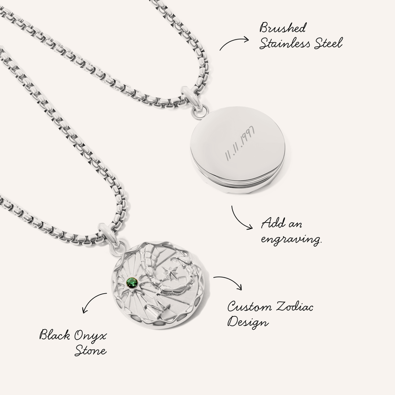 Traditional Zodiac Coin Necklace (Silver)