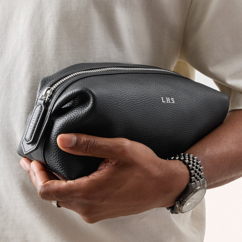Men's Leather Wash Bag (Black)