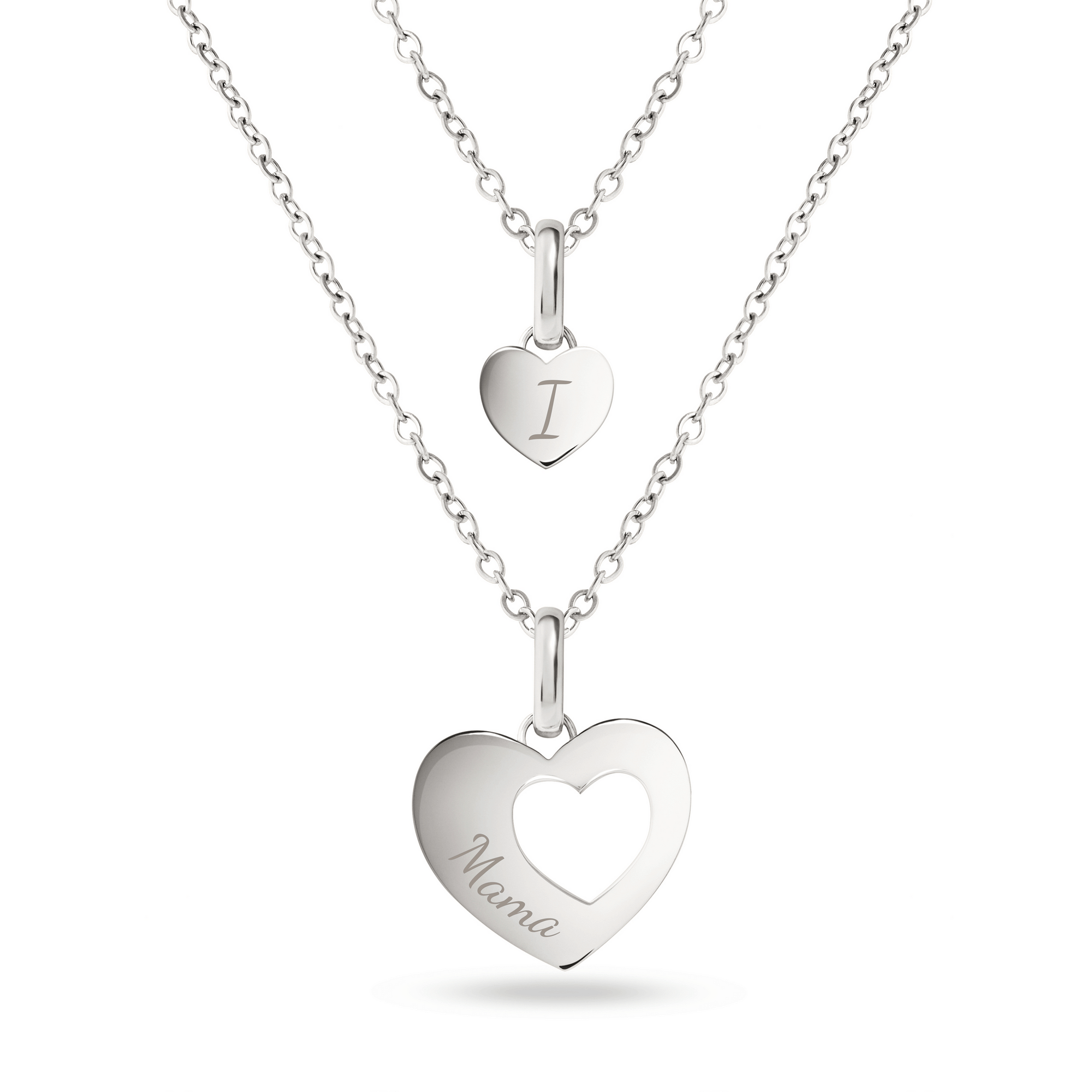 Heart 'Mini Me' Necklace Set (Silver)