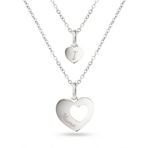 Heart 'Mini & Me' Necklace Set (Silver)