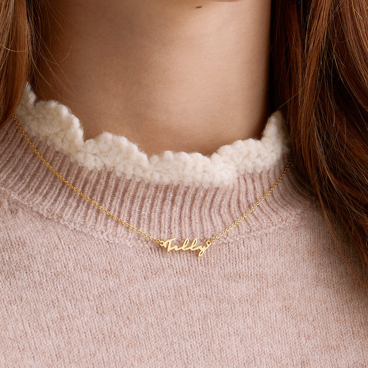 Fine Mini Signature Name Necklace (Gold)