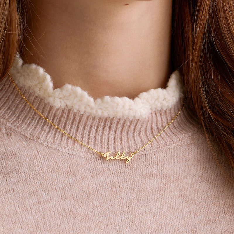 Fine Mini Signature Name Necklace (Gold)