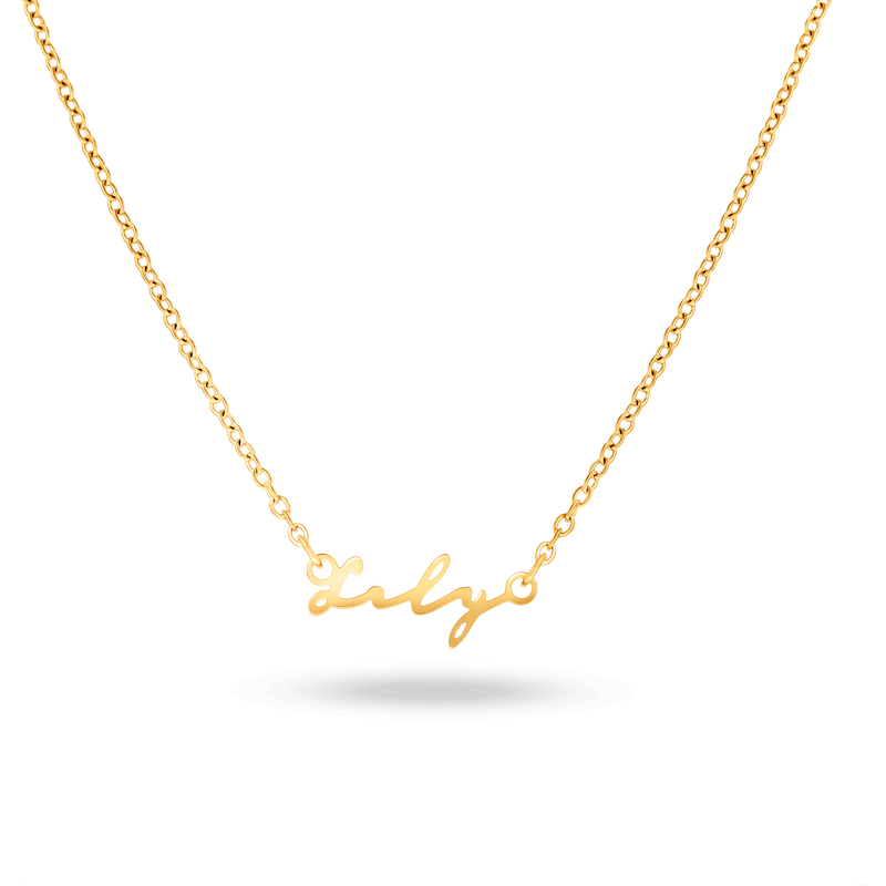 Fine Mini Signature Name Necklace (Gold)