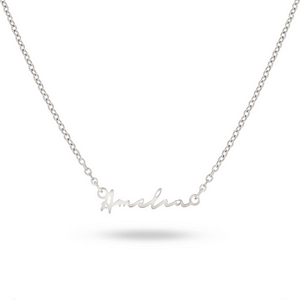 Fine Mini Signature Name Necklace (Silver)