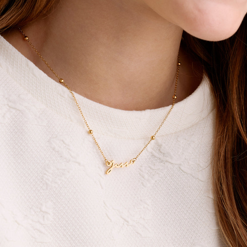 Mini Signature Name Necklace (Gold)