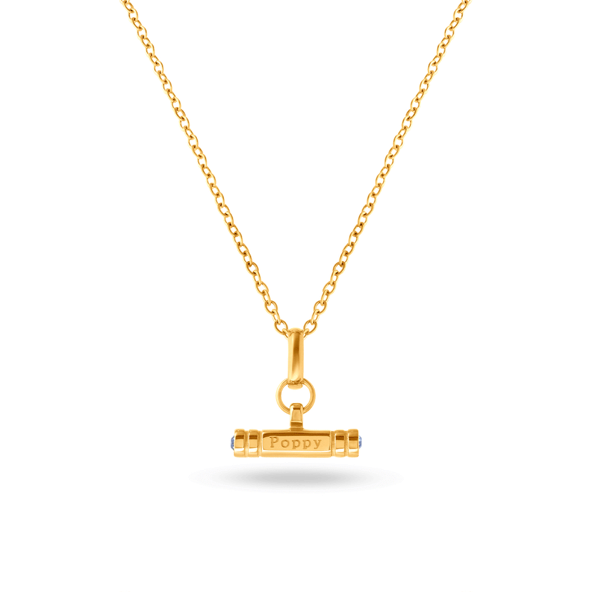 Mini Custom Stamped T-Bar Necklace (Gold) - Main Image