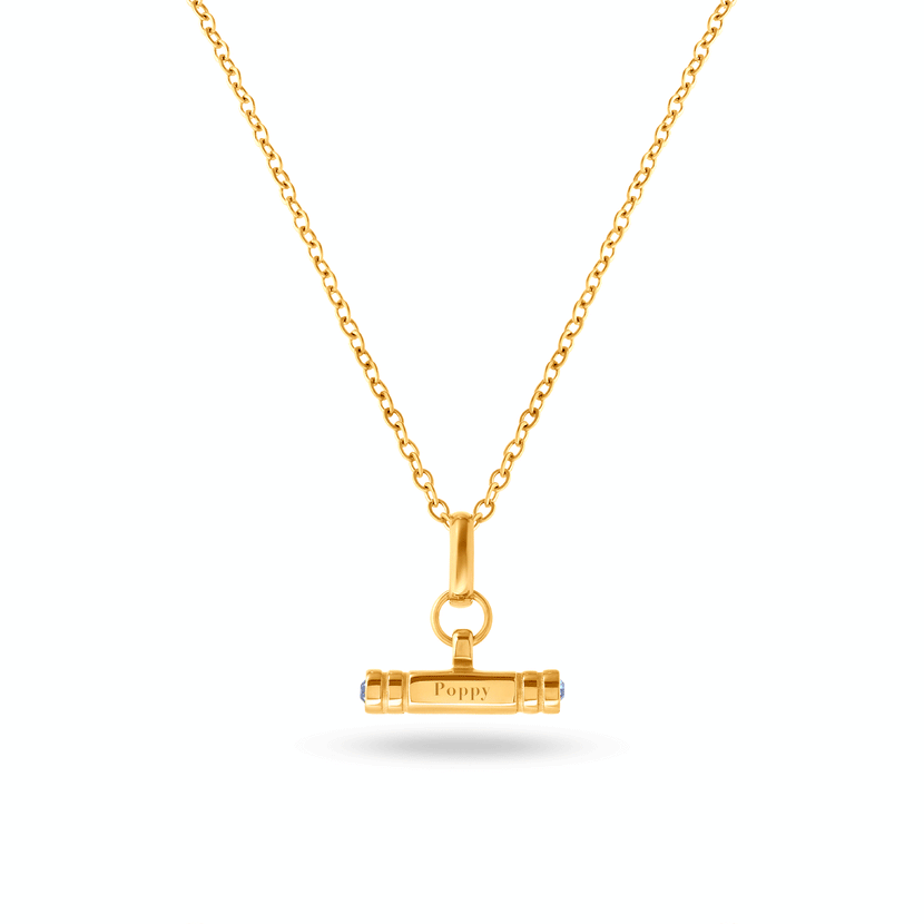 Mini Custom Stamped T-Bar Necklace (Gold)