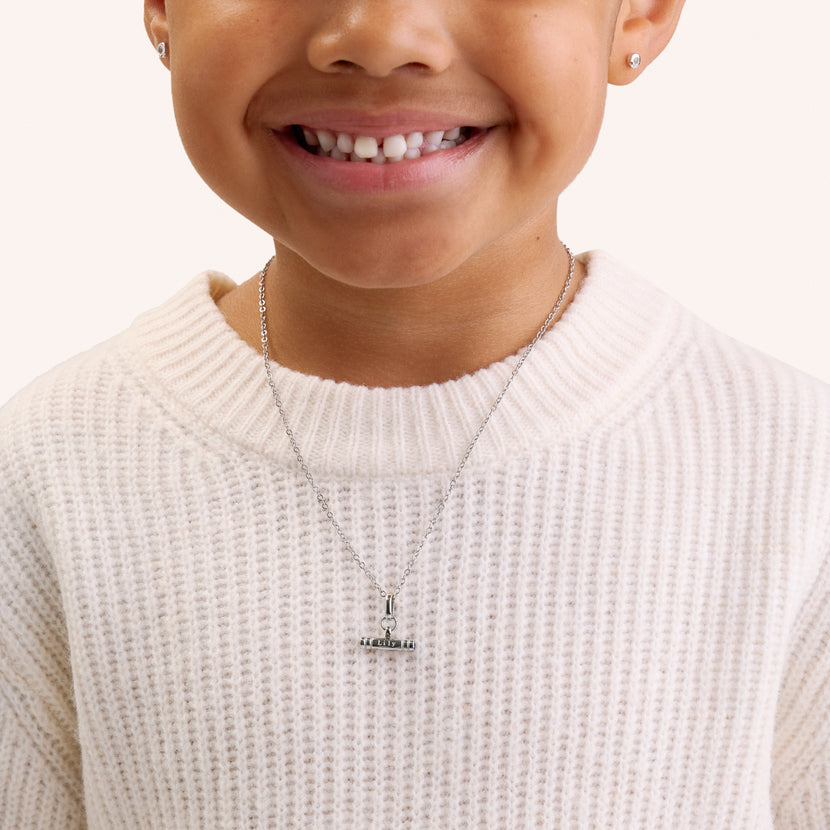 Mini Custom Stamped T-Bar Necklace (Silver)