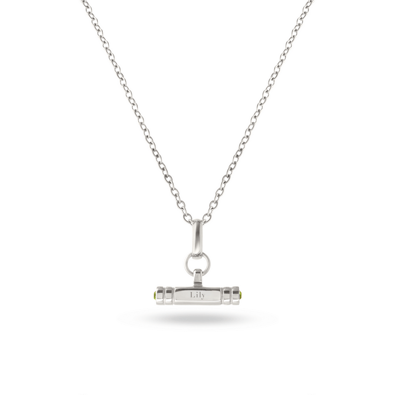 Mini Custom Stamped T-Bar Necklace (Silver)