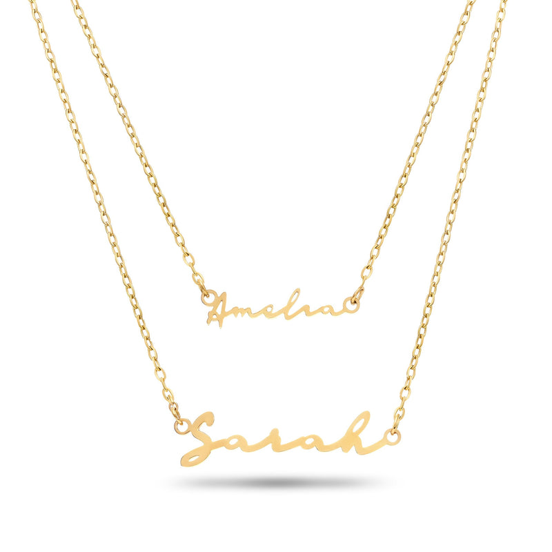 Matching 'Mini & Me' Signature Name Necklace Set (Gold)