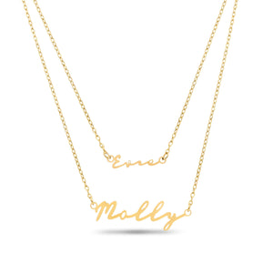 Matching Fine 'Mini & Me' Signature Name Necklace Set (Gold)