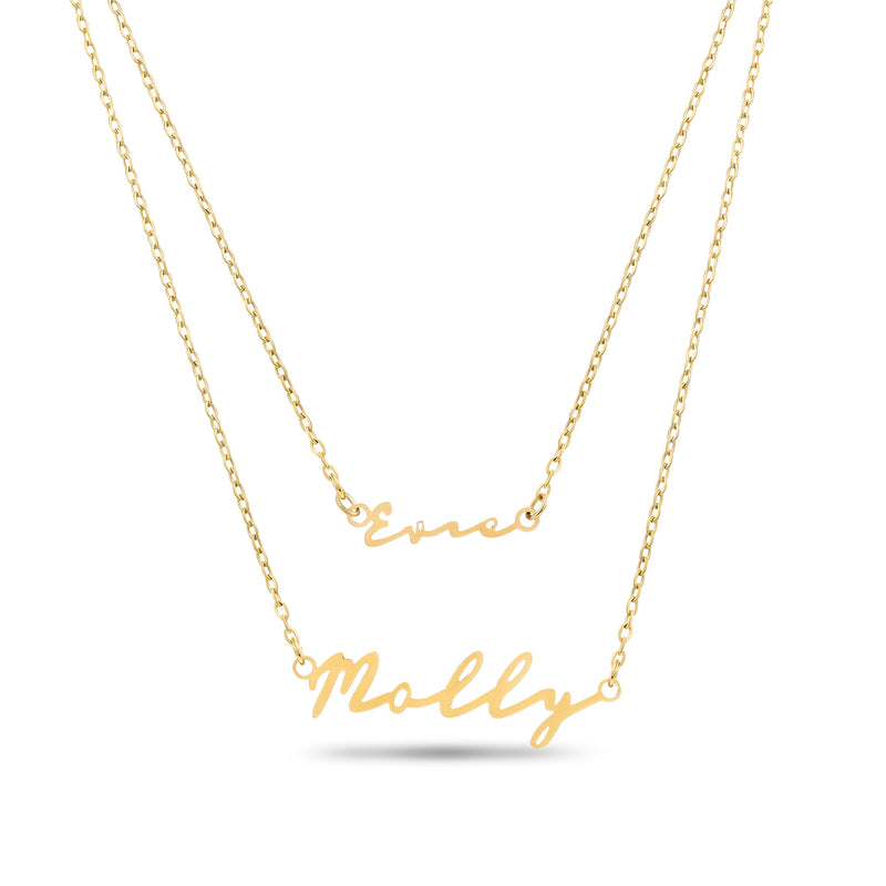 Matching Fine 'Mini & Me' Signature Name Necklace Set (Gold)