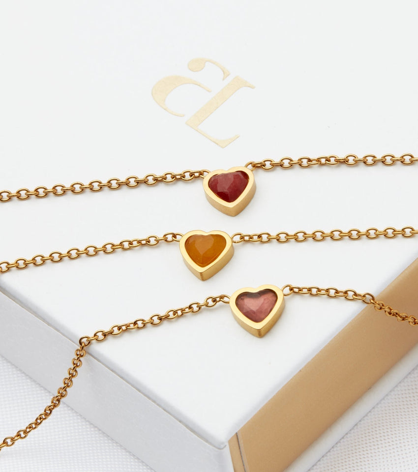 Mini Heart Birthstone Bracelet Bundle (Gold)