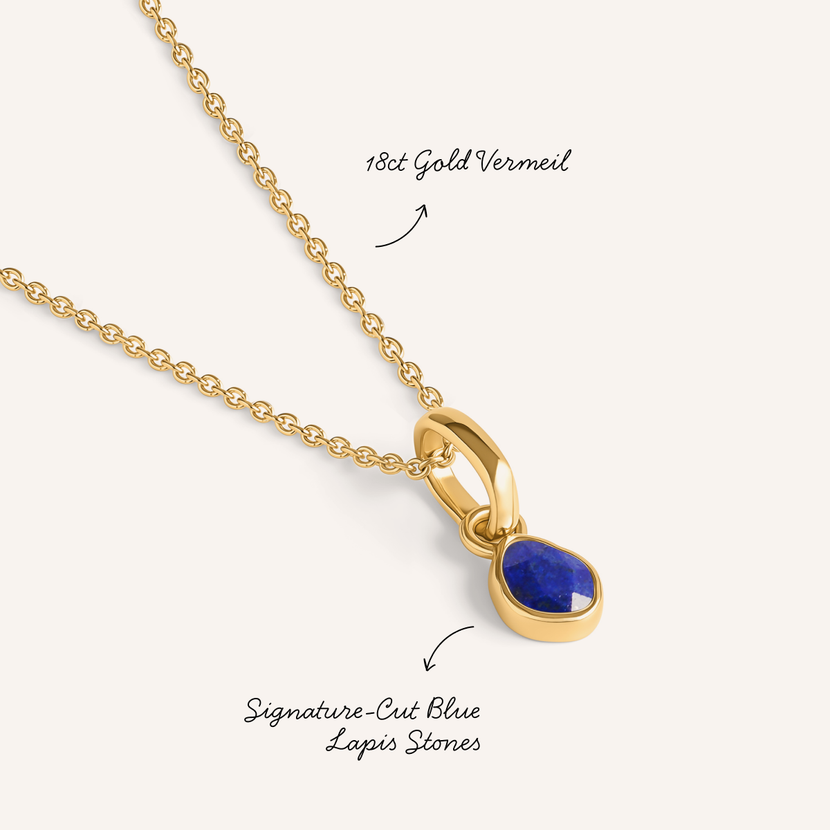 Signature Cut Blue Lapis Necklace (Gold)