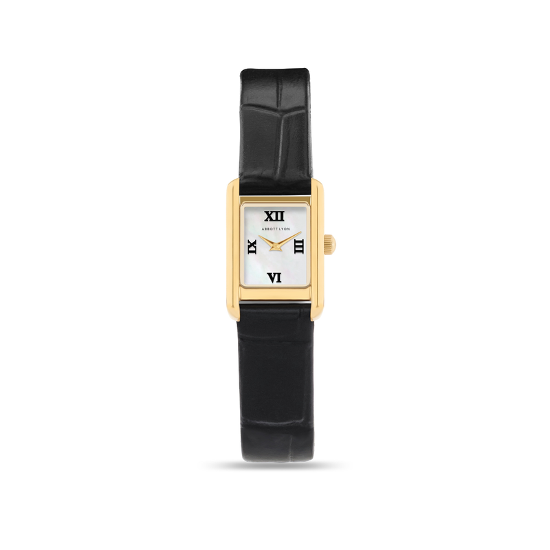 Mini Chelsea Mother of Pearl Leather Watch (Gold)
