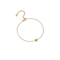 Mini Heart Birthstone Anklet (Gold)