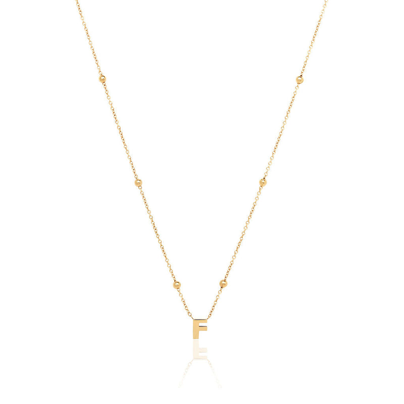 Made Mine Mini Letter Sphere Chain Necklace (Gold)