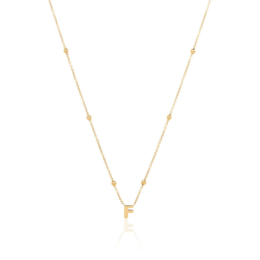 Made Mine Mini Letter Sphere Chain Necklace (Gold)